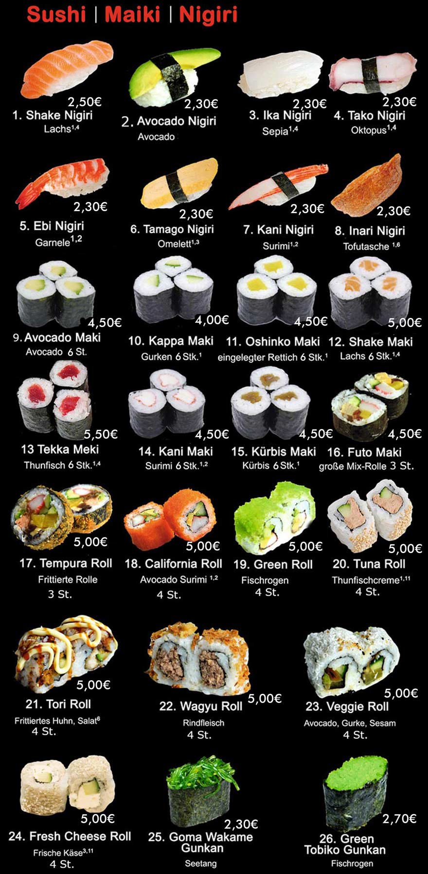 speisekarte sushi frechen